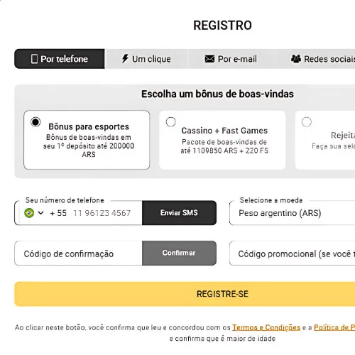 Instrução Inicie o registro Melbet