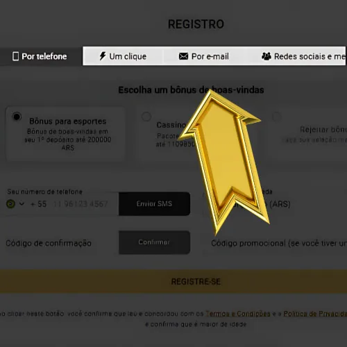 Instrução Selecione o método de cadastro