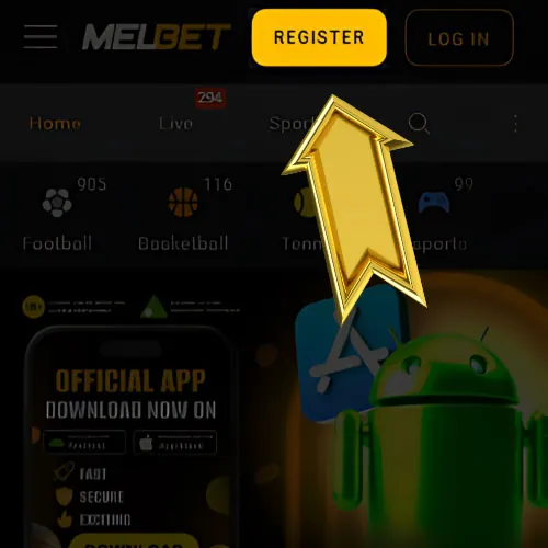 Instruction Start process Melbet registration